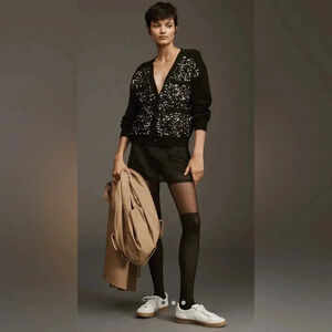 Anthropologie Sequin Button Pocket Cardigan